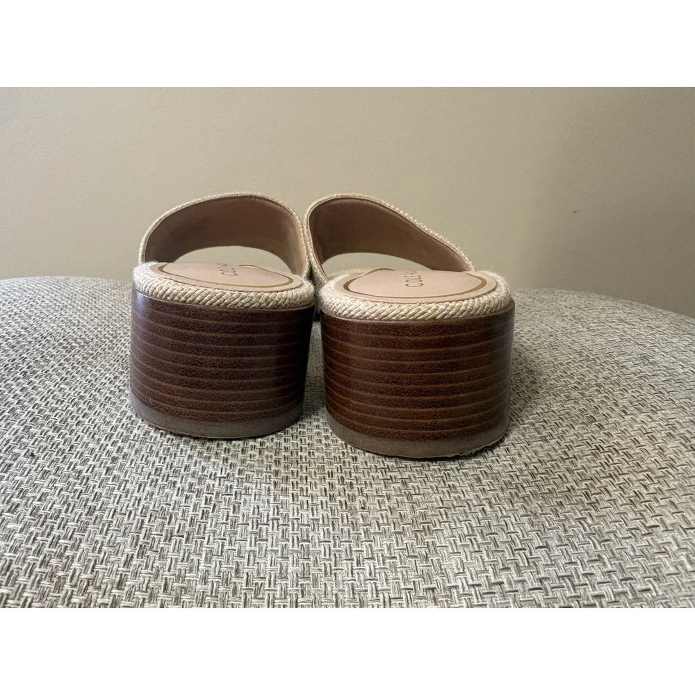 Cole Haan Calli‎ Beige Block Heel Slide Sandals Women's Size 9b